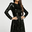 Mini vestido negro con espalda abierta y cintura alta con lentejuelas - EBEPEX