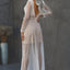 Deep V Neck Long Sleeve Sequin Tulle Wedding Long Dress - EBEPEX